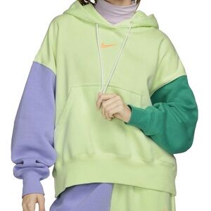 Nike Colorblock Hoodie in Lime, Lavender & Teal Green